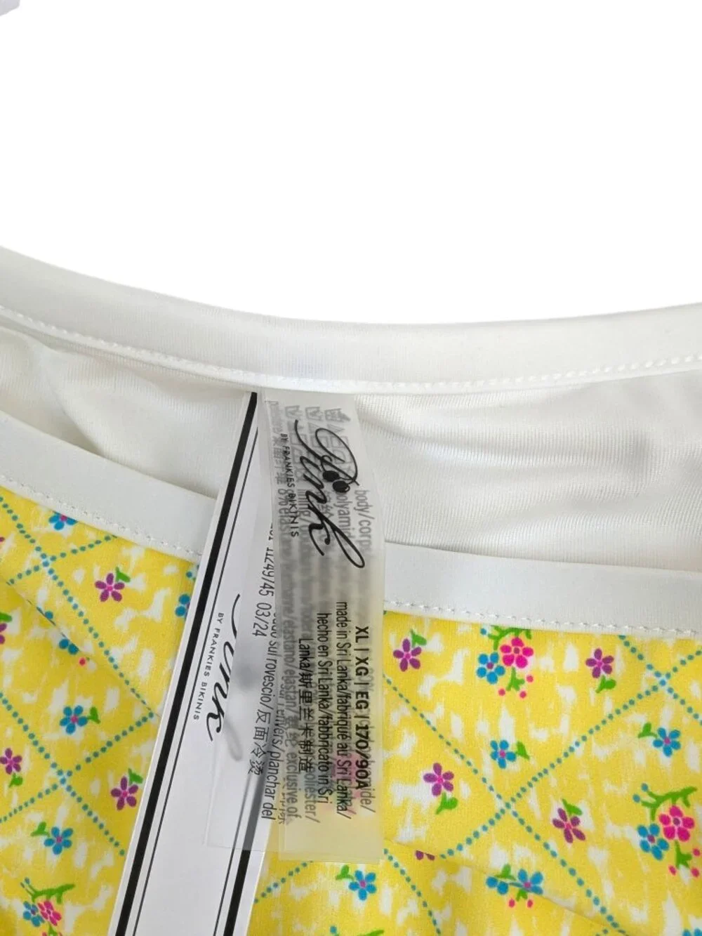 NWT! Pink X Frankie's Bikinis Yellow Floral Bikini Set Halter Cheeky Size XL